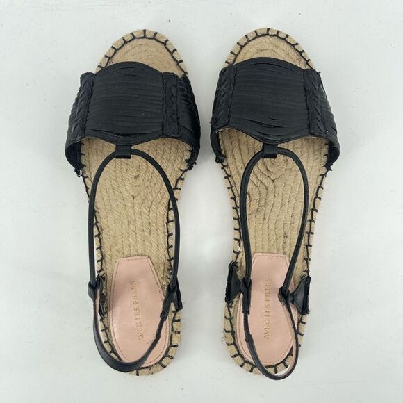 Avec Les Filles Women’s Black Genevie Open Toe Slingback Espadrille Sandals Sz 9 - Picture 5 of 14
